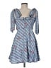 Francesca's 100% Polyester Checkered-gingham Blue Casual Dress Size M - photo 2