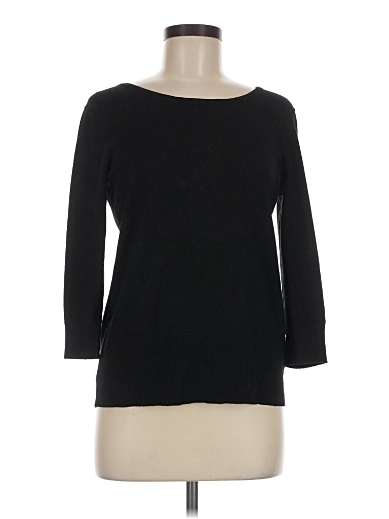 Pre-owned Cable & Gauge Pullover Sweater In Black