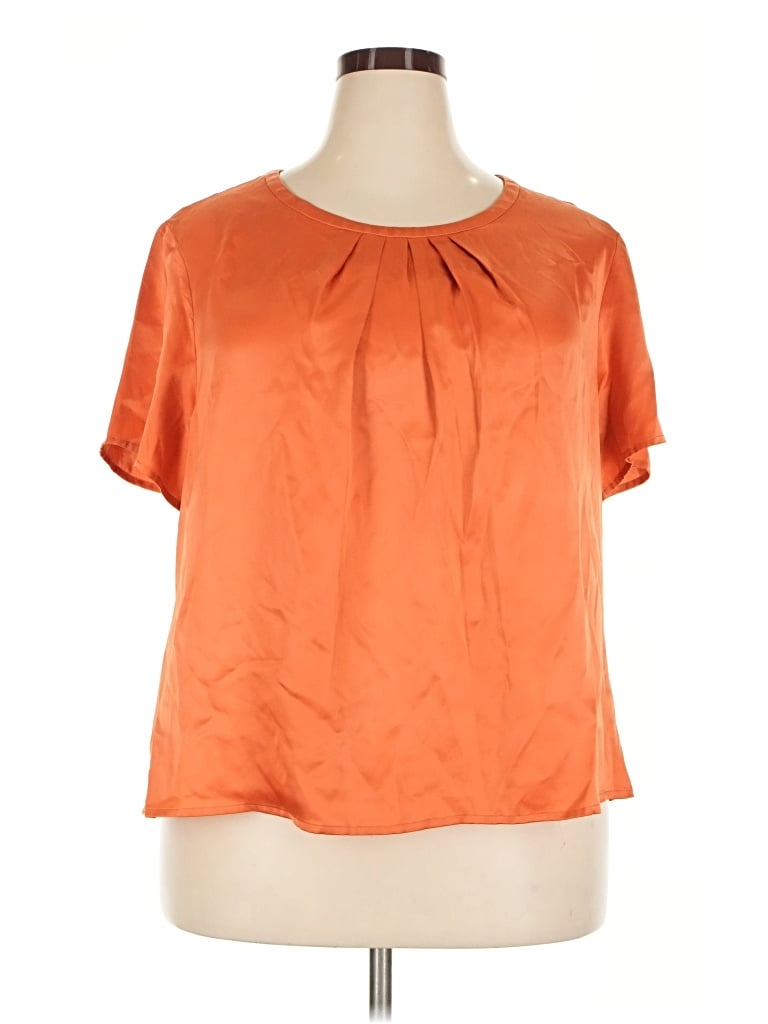 Pre-owned Kasper Short Sleeve Blouse In Orange