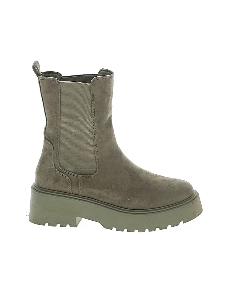Pre-owned Just Fab Ankle Boots In Gray