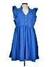 Umgee 100% Polyester Solid Blue Casual Dress Size L - photo 1