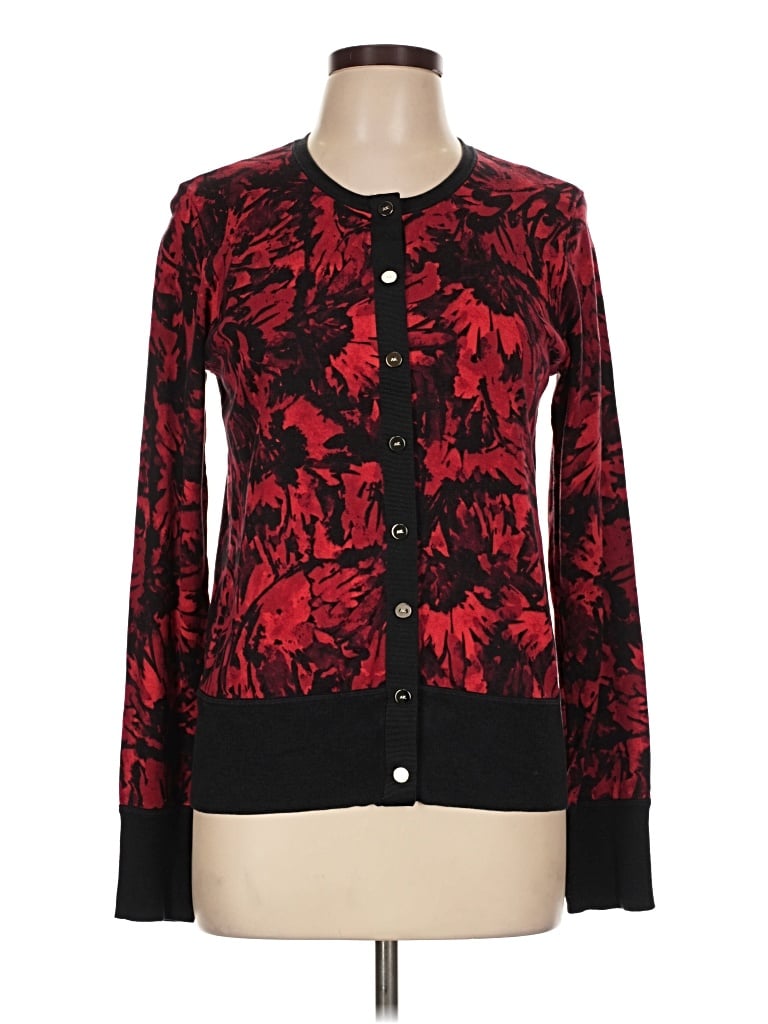 Pre-owned Ak Anne Klein Cardigan Sweater In Red