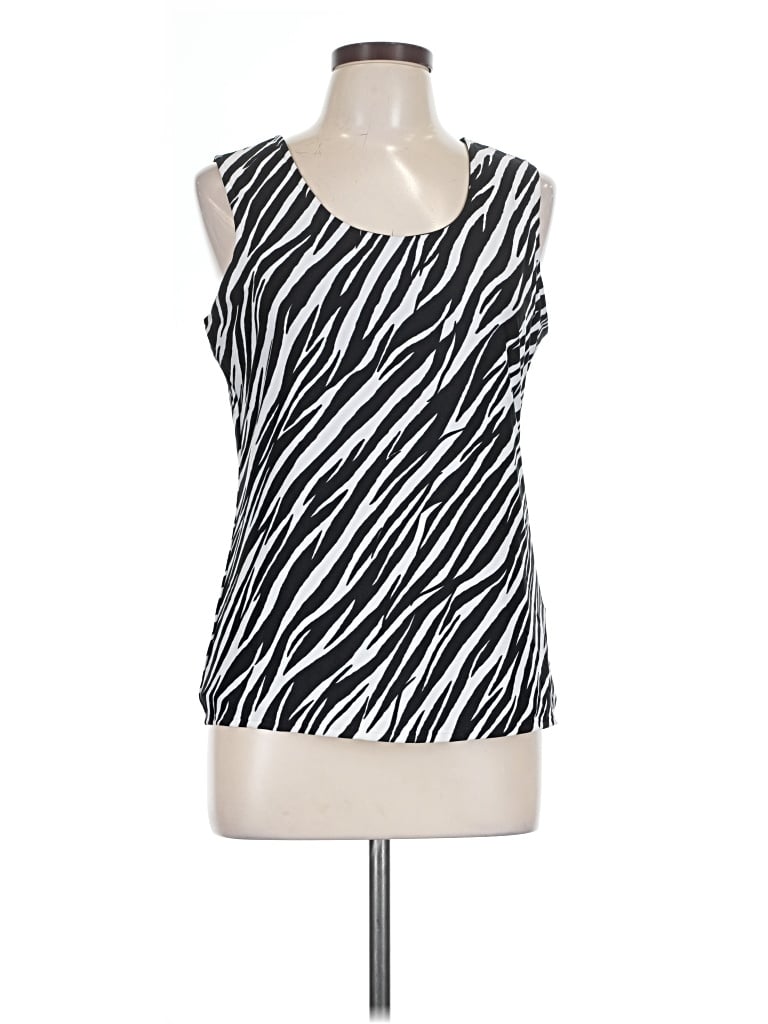 Pre-owned Sharagano Sleeveless Top Black Scoop Neck Tops