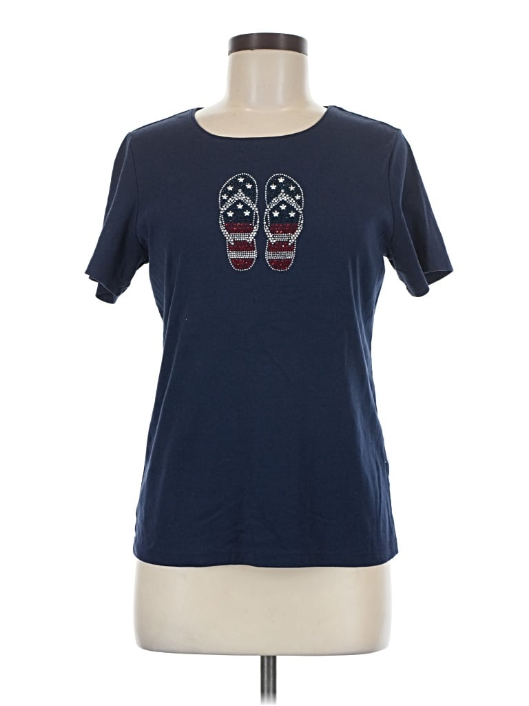 Pre-owned Karen Scott Short Sleeve T-shirt In Blue