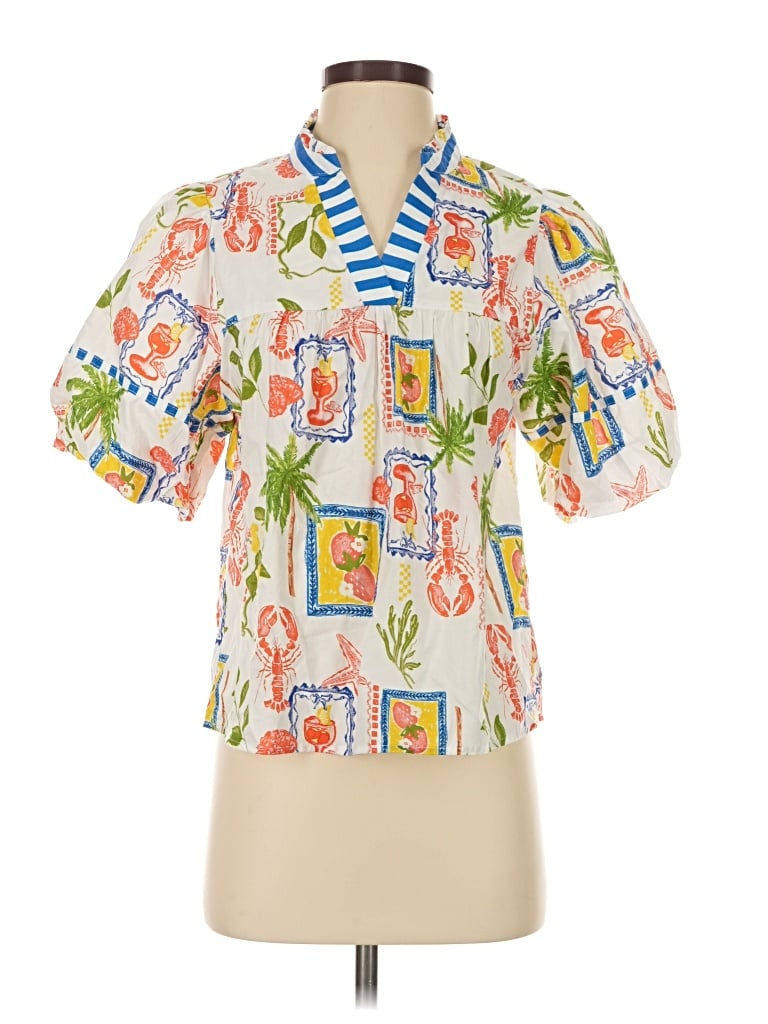 Pre-owned Thml Short Sleeve Blouse In Ivory