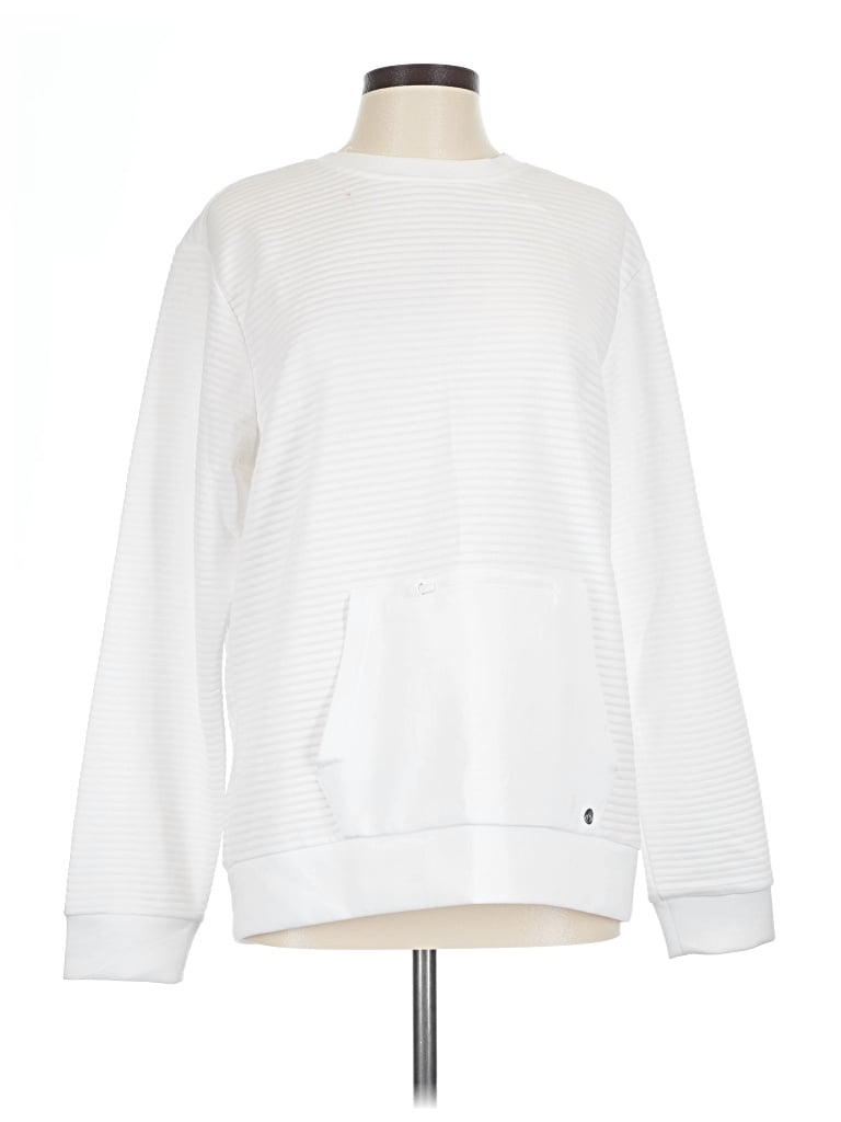 Pre-owned Apana Long Sleeve Top White Crew Neck Tops