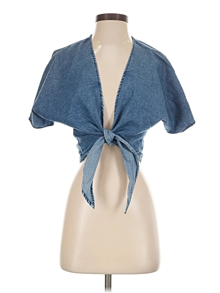 Pre-owned Sim & Sam Short Sleeve Blouse In Blue