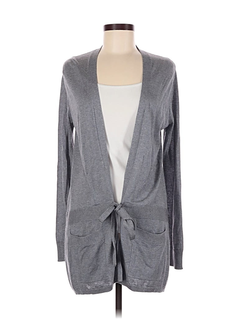 Pre-owned Magaschoni Silk Cardigan Sweater In Gray