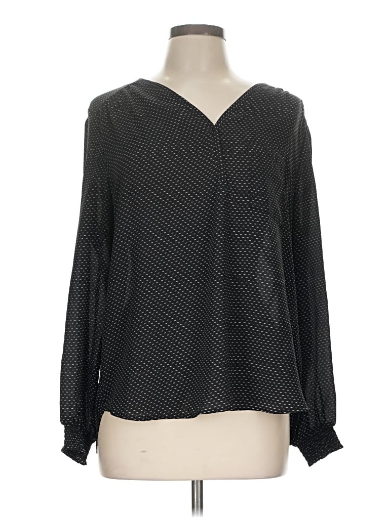 Pre-owned Pleione Long Sleeve Blouse In Black