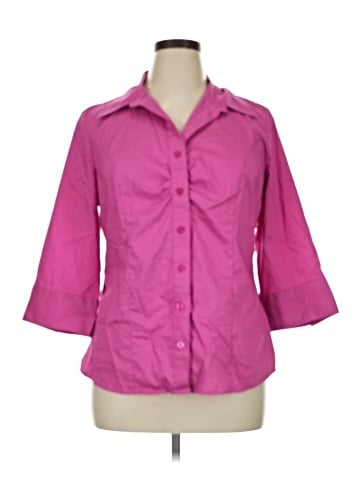 Fashion Bug 3/4 Sleeve Button-Down Shirt (view 1)