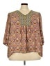Rose + Olive 100% Polyester Brown 3/4 Sleeve Blouse Size 3X - photo 1