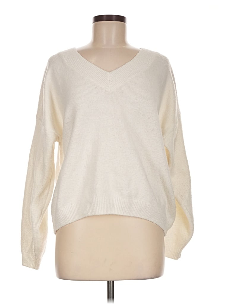Pre-owned Hollister Pullover Sweater In White