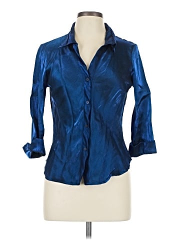 Aqua Blues 3/4 Sleeve Button-Down Shirt (view 1)