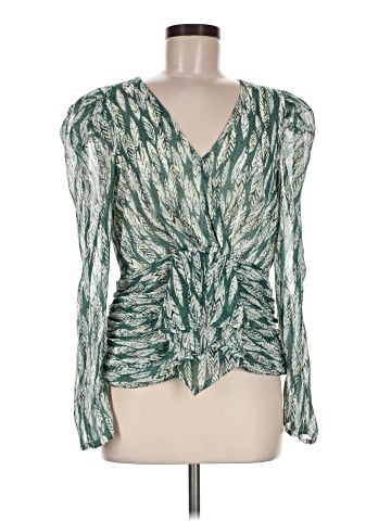 Aqua Long Sleeve Blouse (view 1)