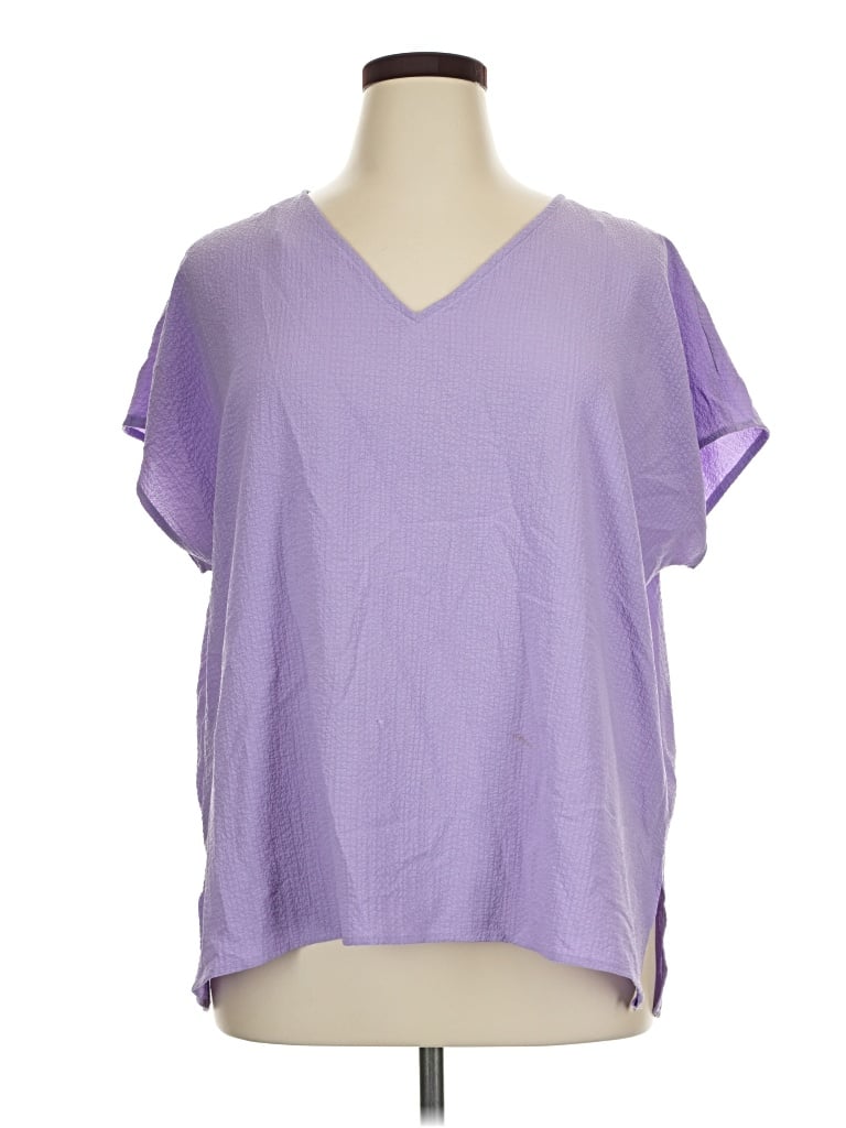 Pre-owned Andree By Unit Short Sleeve Blouse In Purple