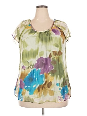 Blue Velvet Short Sleeve Blouse (view 1)