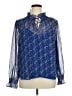 Ann Taylor LOFT 100% Polyester Blue Long Sleeve Blouse Size XL - photo 1