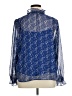 Ann Taylor LOFT 100% Polyester Blue Long Sleeve Blouse Size XL - photo 2