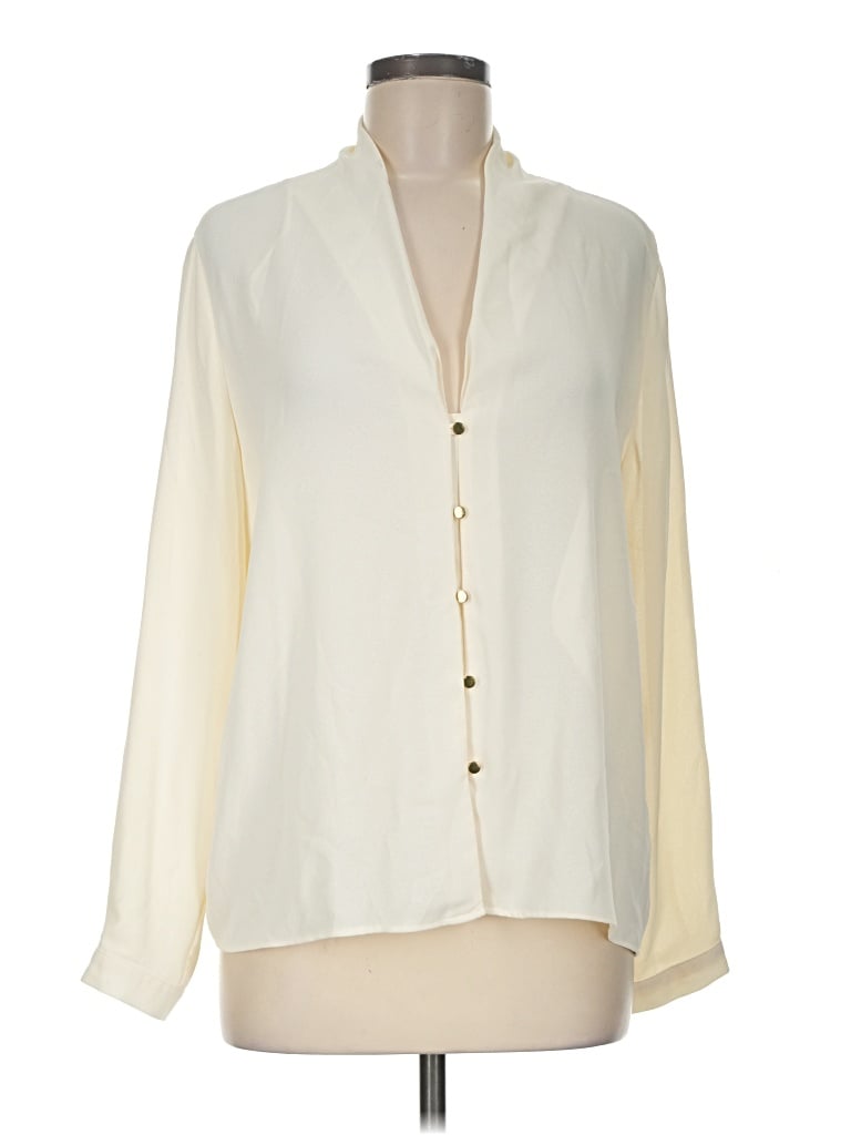 Pre-owned Zara Basic Long Sleeve Blouse In Ivory