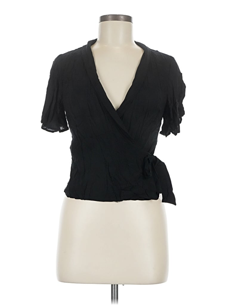 Pre-owned Forever 21 Contemporary Short Sleeve Blouse In Black
