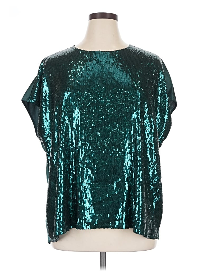 Pre-owned Halogen Short Sleeve Blouse In Teal