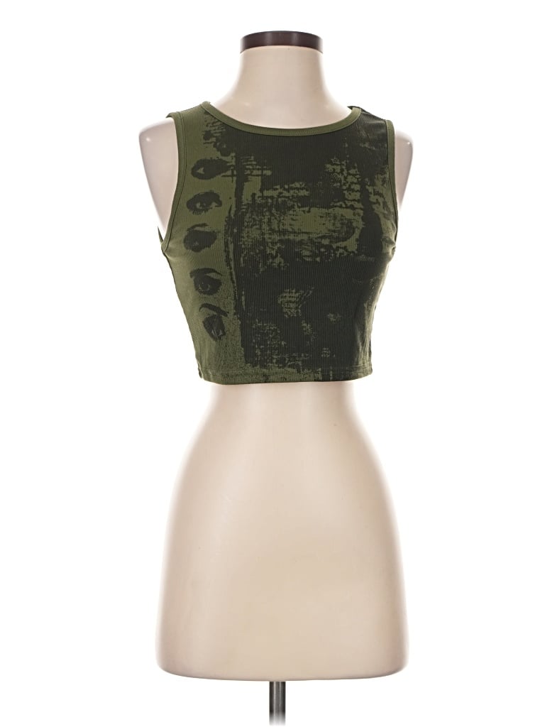 Pre-owned Cider Tank Top Green Strapless Neckline Tops