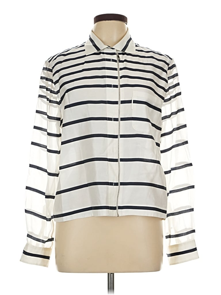 Pre-owned Façonnable Long Sleeve Blouse In Ivory