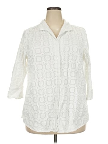 Foxcroft 3/4 Sleeve Button-Down Shirt (view 1)