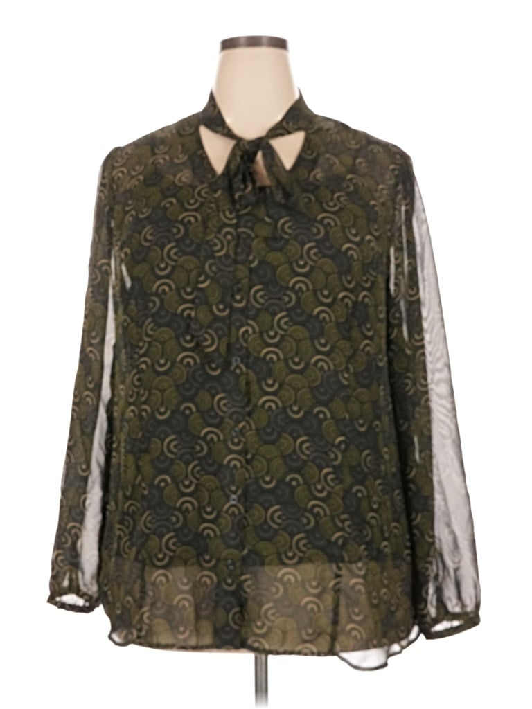 Pre-owned Apt. 9 Long Sleeve Blouse In Green