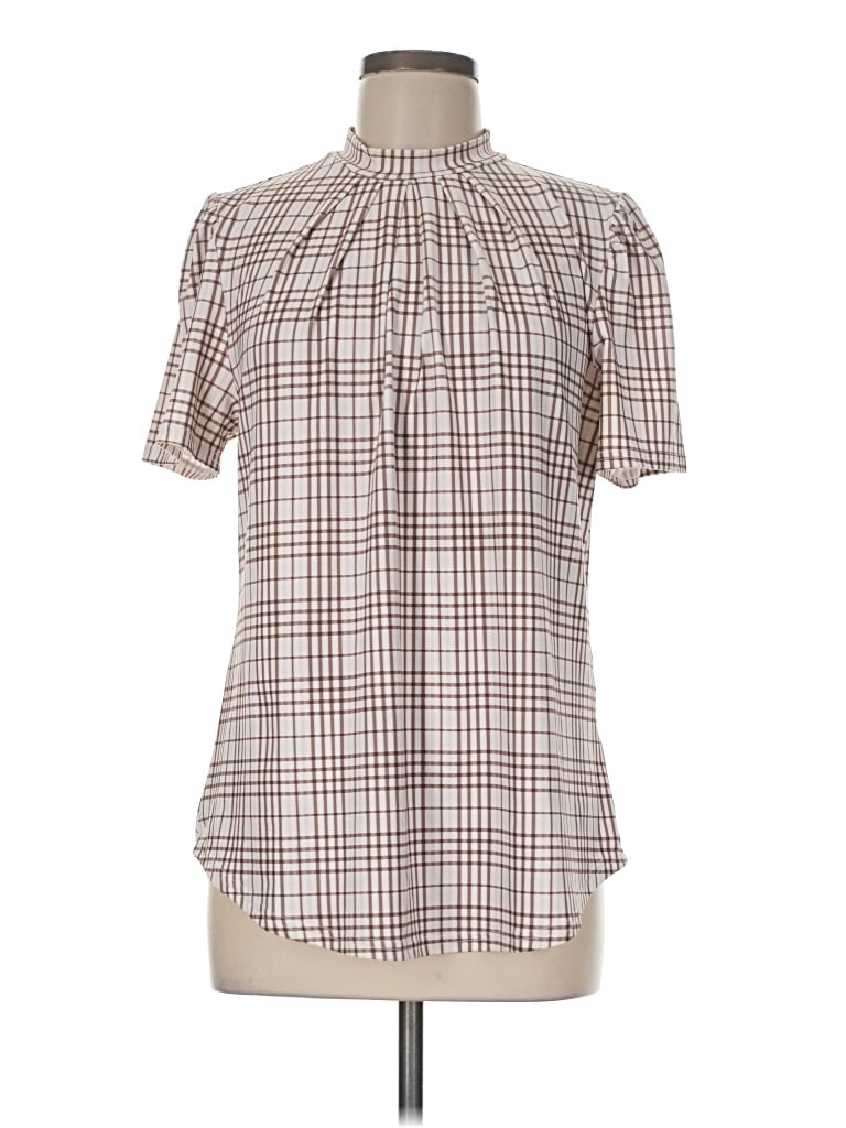 Pre-owned Miholl Short Sleeve Blouse In Brown