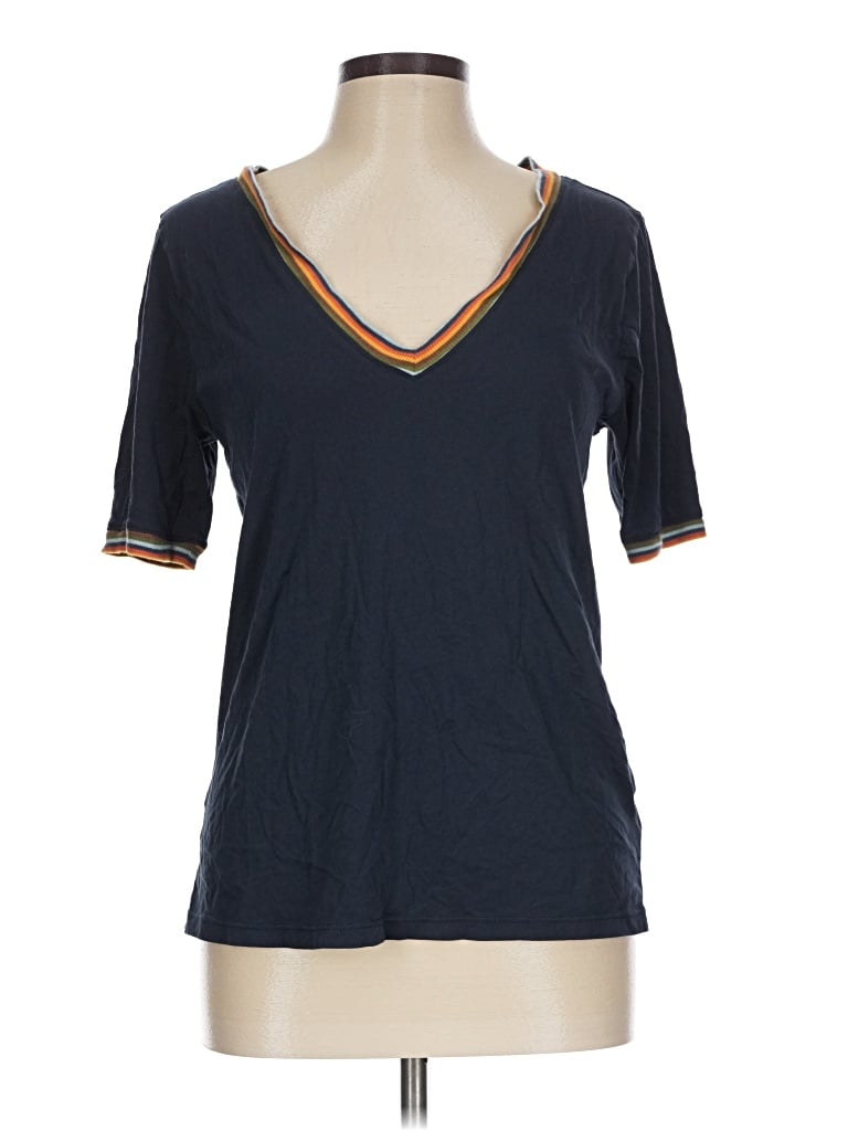 Pre-owned Faherty Short Sleeve Top Blue V-neck Tops