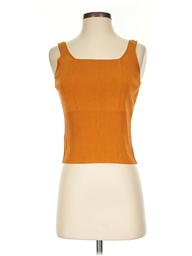 Pre-owned Dana Buchman Sleeveless Top Orange Square Neckline Tops