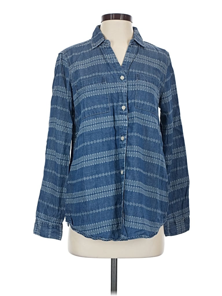Pre-owned Thread & Supply Long Sleeve Button Down Shirt In Blue