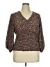 Eclair 100% Polyester Brown 3/4 Sleeve Blouse Size 1X - photo 1
