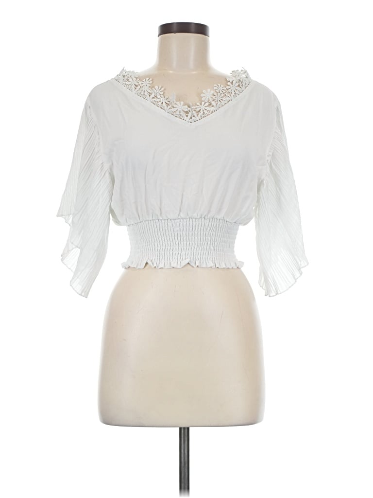Pre-owned Romwe 3/4 Sleeve Blouse In Ivory