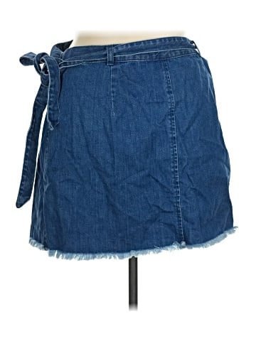 Madewell Raw-Hem Mini Wrap Skirt in Cardiff Wash (view 2)