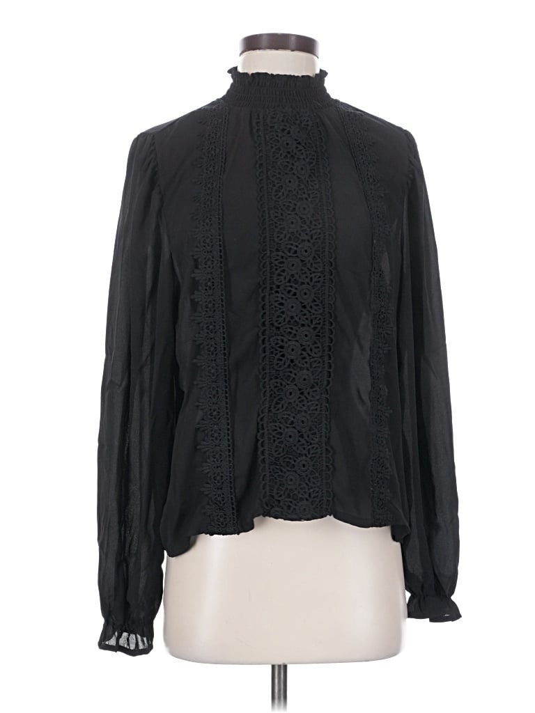 Pre-owned Iris Long Sleeve Blouse In Black
