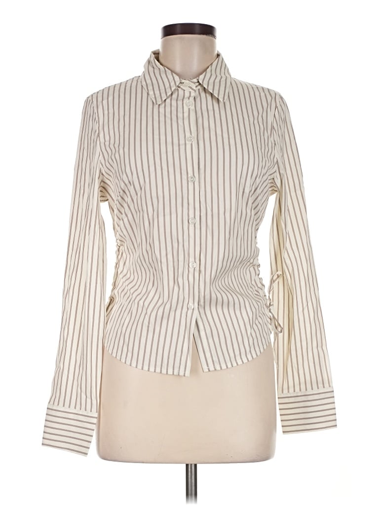 Pre-owned Love Tree Long Sleeve Button Down Shirt In Ivory