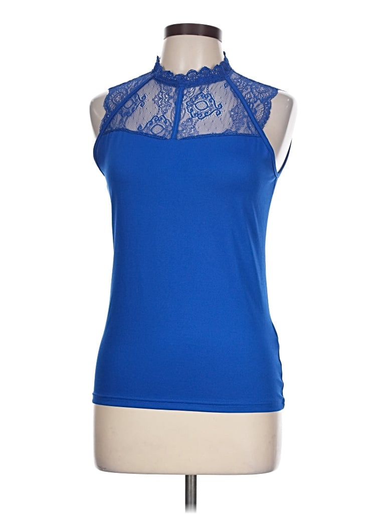 Pre-owned Chicme Sleeveless Top Blue Halter Neckline Tops