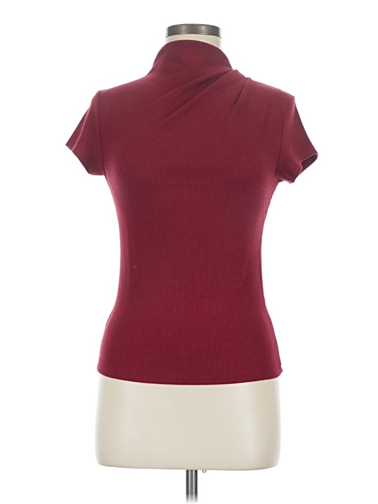 Pre-owned Nation Ltd Short Sleeve Turtleneck In Burgundy