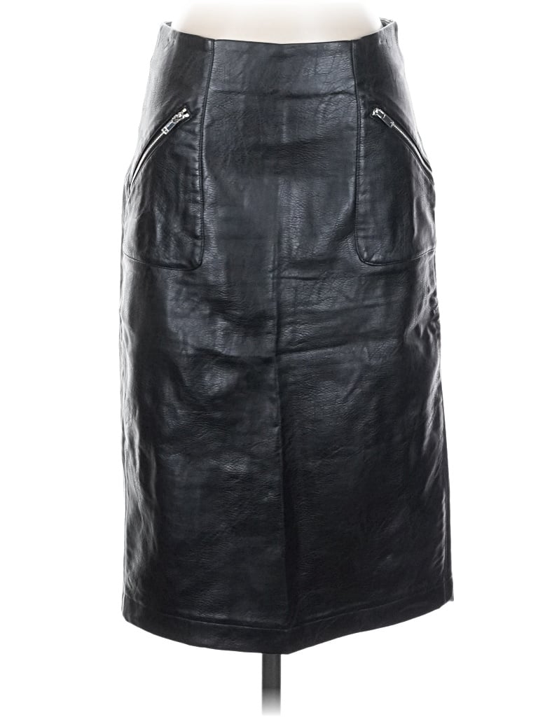 Pre-owned Catherine Catherine Malandrino Faux Leather Skirt In Black