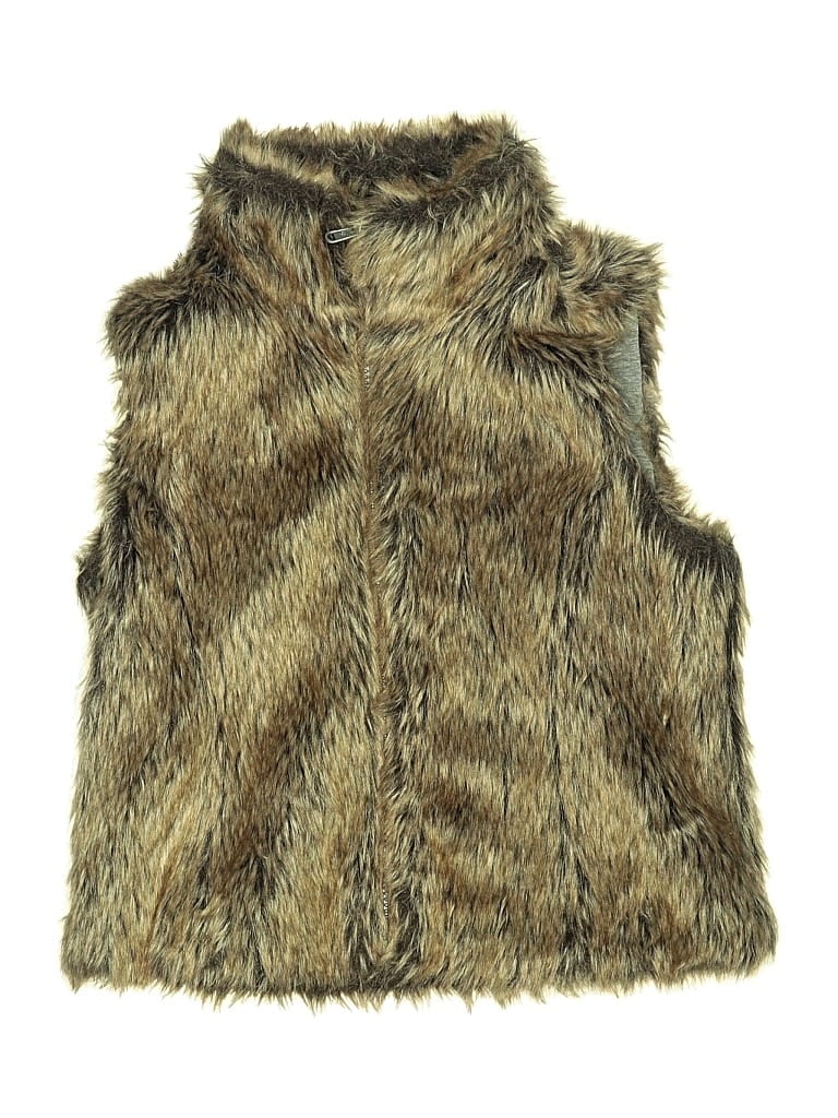 Pre-owned Justice Kids' Faux Fur Vest In Gold