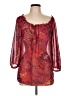 Chaps 100% Polyester Red 3/4 Sleeve Blouse Size L (petite) - photo 1