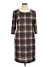 Connected Apparel Plaid Brown Casual Dress Size 14 - photo 1