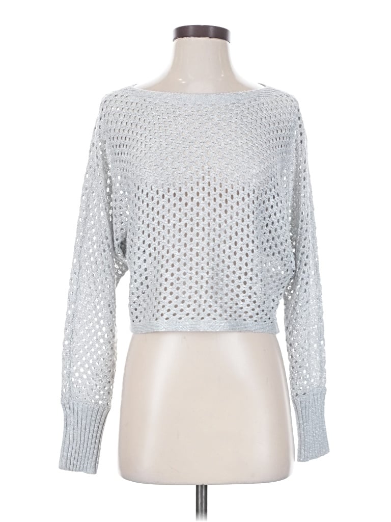 Express Long Sleeve Top Silver Boatneck Tops In Blue