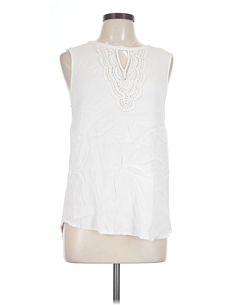 Pre-owned Grace Elements Sleeveless Blouse In White