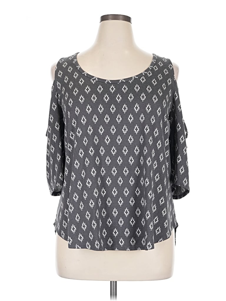 Pre-owned 24/7 Maurices 3/4 Sleeve Blouse In Gray