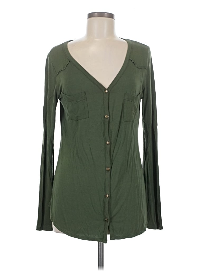 Pre-owned Colette Long Sleeve Blouse In Green