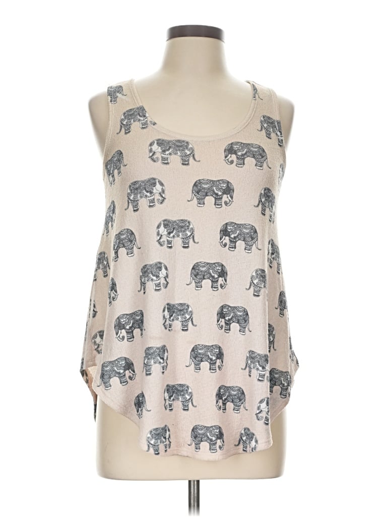 Pre-owned Gaze Tank Top Ivory Halter Neckline Tops