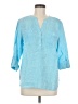 Talbots 100% Linen Blue 3/4 Sleeve Blouse Size M - photo 1